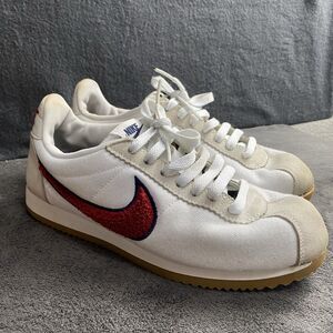 Nike Classic Cortez Premium Chenille Swoosh White Red Crush Women’s 8